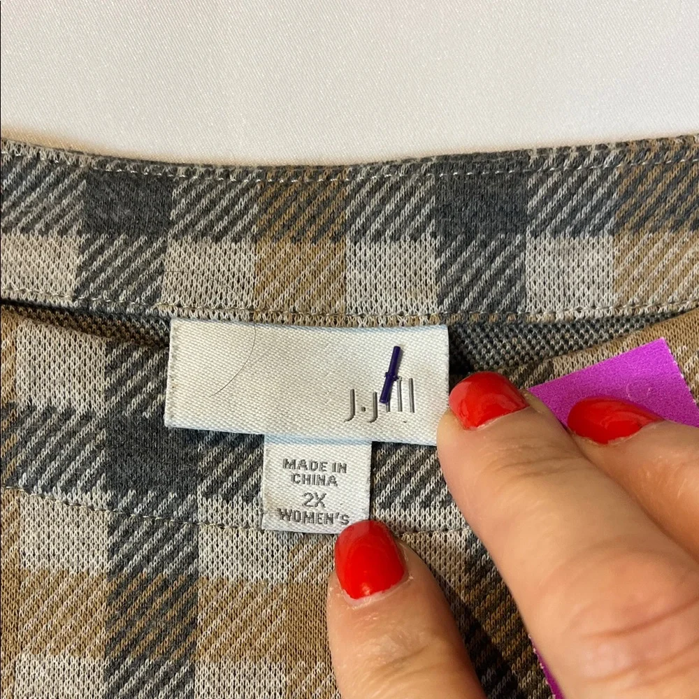 J. Jill Plaid Short Sleeve Dress multi media Sz 2X - Picture 4 of 10